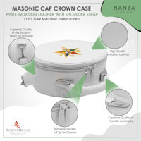 Étui pour casquette maçonnique en similicuir léger, forme ronde, avec écusson étoile OES brodé, 10cm 22cm