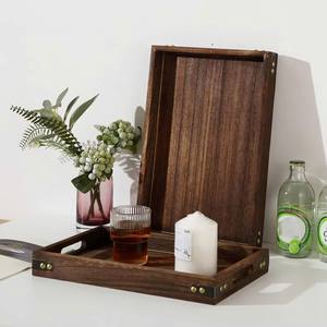 Juego de 3 bandejas cuadradas de madera para servir, hechas a mano, ecológicas, no tóxicas, duraderas, de calidad alimentaria, con diseño personalizable para fiestas y el hogar. - Product Image 2