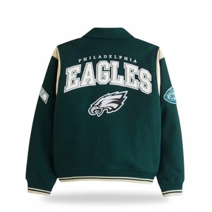 เสื้อแจ็คเก็ตวาร์ซิตี้ขนสัตว์แฟชั่นสำหรับผู้ชาย แจ็คเก็ตเบสบอลแบบ Letterman สกรีนโลโก้ได้ตามต้องการ แจ็คเก็ตยูนิฟอร์มทีมคุณภาพสูง - Product Image 2
