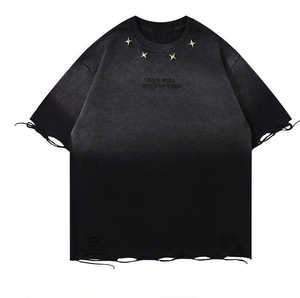 เสื้อยืดคอกว้างทรงโอเวอร์ไซส์ผ้าฝ้าย 100% ระบายอากาศได้ดี สไตล์สตรีทแวร์ ล้างสีแบบแอซิดวอช สำหรับผู้ชาย ตัดเย็บขอบดิบ  ออกแบบได้ตามต้องการ - Product Image 6