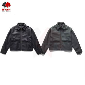 Chaqueta de Cuero para Hombre, Invierno, Cuero Genuino, Color Sólido, Estilo Único, Suministro de Fábrica OEM ODM - Product Image 1