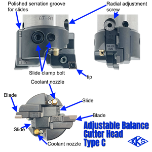 เครื่องมือเจาะแบบสองใบมีดของญี่ปุ่น พร้อมปลายรูปสี่เหลี่ยมขนมเปียกปูนแบบปรับได้หลายใบมีด สำหรับงานกลึงหยาบ เส้นผ่านศูนย์กลาง 67-91 มม. ประสิทธิภาพสูง HSK-A63 - Product Image 4