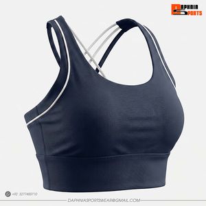 Soutien-gorge de sport DAPHNIA pour femme, couleur unie, dos croisé, col rond, maintien moyen, respirant, haute qualité, pour yoga et entraînement - Product Image 5