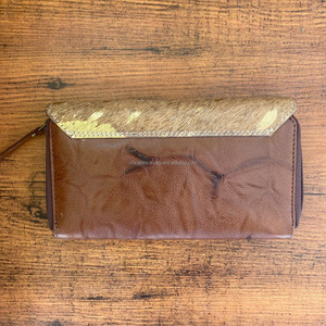 Western Hair on Metallic Genuine Leather Flap Wallets para mujer Western Cowhide Credit Card Wallet Trending Luxury Phone Clutch - Product Image 4