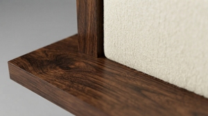 Modern Solid Wood Upholstered <b>Platform</b> <b>Bed</b> <b>Frame</b> Headboard Set with Brown Bedroom Furniture - Product Image 3