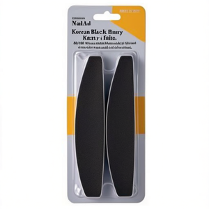 Lima de uñas coreana negra de doble cara, grano 80/100, forma media luna, para venta al por mayor en salones de belleza - Product Image 2