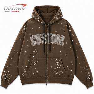 Découvrez IMPEX : Fabricant sur mesure – T-shirt homme premium en coton lavé avec strass, coupe oversize, style streetwear vintage respirant pour l'automne - Product Image 1