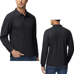 Camisas Tácticas de Piqué 100% Poliéster para Hombre, Camisas Tácticas de Manga Larga de Secado Rápido, 3 Botones, Sólidas, Antiarrugas - Product Image 5