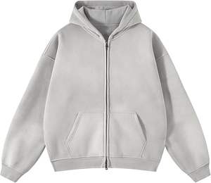 Sweat à capuche zippé pour homme, délavé à l'acide, 100% coton, molleton épais, style streetwear vintage, vente en gros usine - Product Image 5