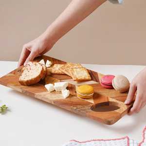 Plateau de service rectangulaire multifonctionnel en bois avec rainures pour soupe, idéal pour restaurant occidental, mariage, assiettes décoratives, plateaux en bois - Product Image 1