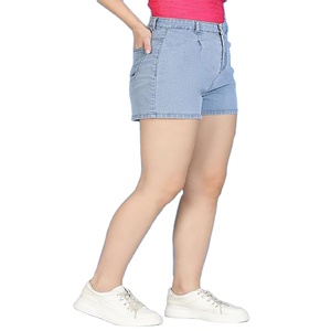 Nouveau style – Short en jean léger pour femme, taille haute, blocs de couleur, coutures apparentes, idéal pour l'été - Product Image 2