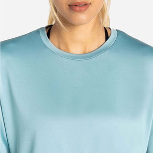 Nueva Camiseta Deportiva Corta para Mujer, Cómoda, de Color Sólido, Estilo Holgado con Hombros Caídos, Ropa Deportiva - Product Image 3
