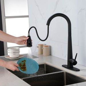 Rubinetto da Cucina a 3 Fori con Doccetta Estraibile, Anti-Impronta, con Montaggio su Piano - Product Image 2
