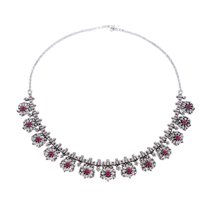 <b>Ruby</b> Semi-Precious Stone Embellished Oxidised Fashion Jewelry <b>Necklace</b> - Product Image 2