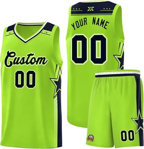 Conjunto de Uniforme de Baloncesto Personalizado, Malla sin Mangas, Cuello en V, Impresión por Transferencia de Calor, 100% Poliéster de Secado Rápido, Nombre y Número para Adultos Unisex - Product Image 4