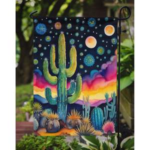 Queen Size Multicolor Night Cactus Garden Flag Buzón decorativo Patio Banner para patio Césped Obra DE ARTE Camas de flores Espacios al aire libre - Product Image 3
