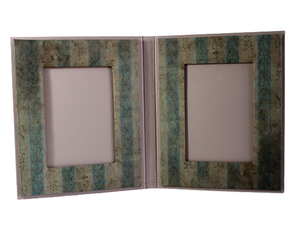 Wholesale Camlon Exports Double Photo Frame with Vintage Patterned <b>Border</b> and Pale Lavender Finish <b>Paper</b> for <b>Wall</b> Display - Product Image 1