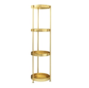 Soporte de planta de metal alto Maceta de escalera de esquina moderna de 3 niveles en acabado dorado Estante duradero y estable Perfecto para el jardín del hotel en casa - Product Image 2
