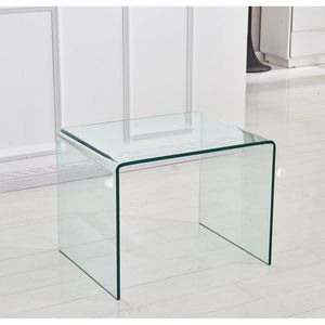 Tavolino trasparente in vetro temperato piegato per mobili da soggiorno - Product Image 2