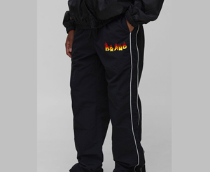 Pantalon de survêtement noir pour homme avec logo de la marque Flame, bande latérale, taille élastique, vêtement décontracté pour l'automne - Product Image 4