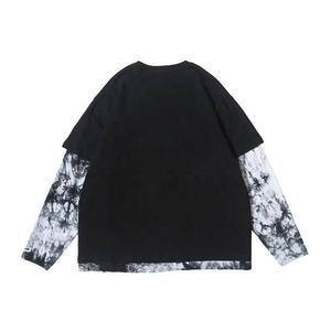 WHOLESALE UNISEX DOUBLE LAYER LONG SLEEVE OVERSIZED PULLOVER HOODIES TIE DYE EMBROIDERED WINTER - Product Image 3
