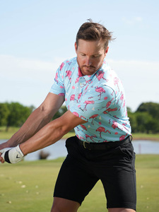 Custom Sport Shirts Digital Printing Moisture Wicking Short Sleeves Polyester Spandex Knitted Golf Polo Shirt - Product Image 6