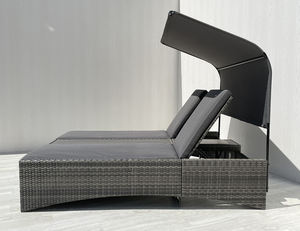 DS00076 Tumbona Moderna Gris Plana de Mimbre con Estructura de Acero y Cojín de Poliéster para Exterior/Patio de Villa, Directo de Fábrica en Vietnam - Product Image 1