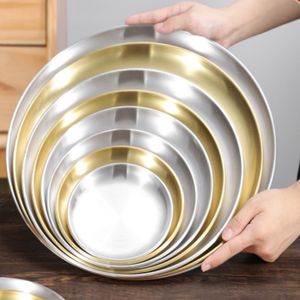 Plato de Barbacoa Coreano de Acero Inoxidable, Redondo, Grueso, Dorado, de 45 cm, para Servir Comida, Platos y Bandejas para la Cena - Product Image 2