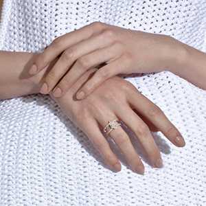 Anillo de Compromiso de Doble Banda, Estilo Art Deco, con Diamantes Baguette, Anillo de Boda Personalizado, Oro Sólido de 10k, 14k, 18k, Diamante Cultivado en Laboratorio, Venta al Por Mayor - Product Image 2