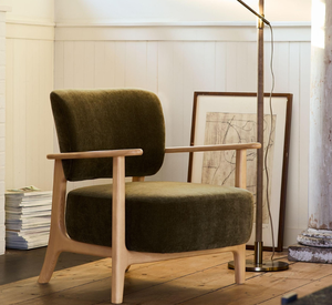 Fauteuil de salon moderne rembourré, fauteuil en bois, structure en bois massif, siège lounge pour meubles de maison - Product Image 2