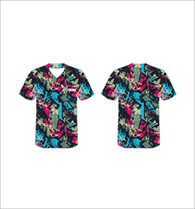 Custom Blue Black Brush Stroke Baseball Jersey Sublimation Button Up Team Uniform Moisture Wicking <b>Athletic</b> Shirt OEM - Product Image 6