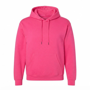 <b>Men's</b> <b>Pink</b> Hooded <b>Sweatshirt</b> Regular Fit Fleece Cotton Casual Pullover With Pocket Autumn Wear - Product Image 1