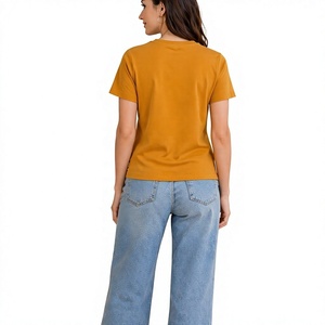 เสื้อยืดคอวีผู้หญิง ใยไผ่ 100% 140 GSM แขนสั้น รับทำโลโก้ แบรนด์ส่วนตัว - Product Image 2