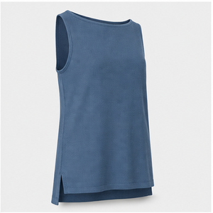 <b>Womens</b> Denim Blue Boat Neck <b>Sleeveless</b> Slim Longline T <b>Shirt</b> WTS-0017 - Product Image 2