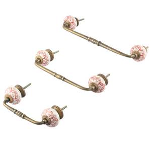 Poignée de commode en vrac fait à la main en céramique rouge feuille pont en gros armoire poignées Lot Vintage tiroir armoire porte tirer - Product Image 4