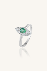 Emerald and Diamond <b>Ring</b> in 92.5 Sterling Silver KLSR-11707 - Product Image 2