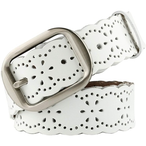 Women Genuine Leather Belt Fashion Round Buckle Waist Belt Premium Full Grain Leather Custom Logo Ladies Accessory - Product Image 1