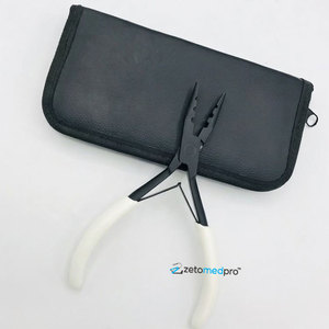 Pince à 3 trous noire mate, best-seller, avec poignées blanches, en acier inoxydable, logo personnalisé, pour extensions de cheveux et micro-boucles - Product Image 5