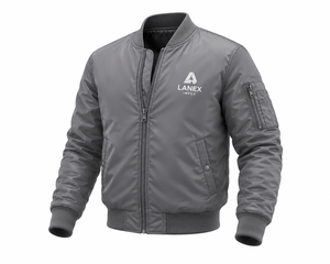 Chaqueta Bomber Gris para Hombre, Fabricación OEM Personalizada, Chaqueta de Vuelo Premium con Cremallera Resistente, Cuello y Puños Acanalados para un Estilo Moderno - Product Image 1