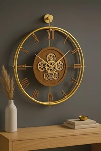 Horloge murale élégante en métal doré, idéale pour la décoration murale d'occasions spéciales, l'aménagement intérieur de luxe et les cadeaux haut de gamme, provenant d'Inde. - Product Image 6