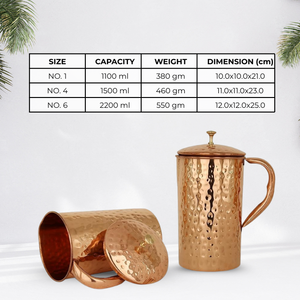 Direct Factory Sale Tabletop 1litre Pure Copper Water <b>Jug</b> with Lid Ayurvedic Health Benefits Metal Drinkware Supplies - Product Image 5