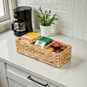 Panier de rangement rectangulaire en jacinthe tressée à la main ISLA, 3 sections, pour salle de bain, cuisine, garde-manger, maison, hôtel, vente en gros - Product Image 2