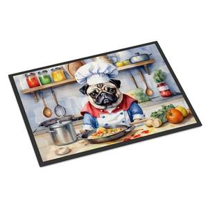 Pug the Chef <b>Doormat</b> Non-Slip <b>Washable</b> Low Pile Indoor/Outdoor Entryway Rug 24H X 36W Front Door Mat - Product Image 1