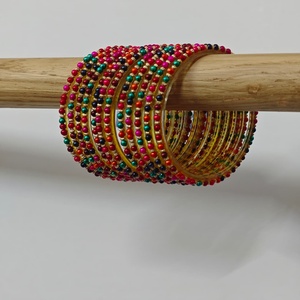 Juego de Brazaletes de Vidrio con Cuentas Multicolores de Primera Calidad, Hechos a Mano, Tradicionales, Étnicos, Indios, para Novias, Bodas, Fiestas, Joyería para Mujer - Product Image 6