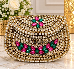 Vintage Rhinestone Chain Clutch <b>Bag</b> Gold Tone Beaded Evening Purse Floral Crystal Handbag for Fashion Party <b>Wedding</b> Banquet <b>Gift</b> - Product Image 1