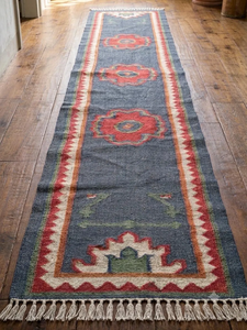 Tapis de couloir en laine et jute tissé à la main, style tribal bohème, rustique, antidérapant, pour la décoration intérieure - Product Image 5