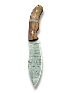 Cuchillo de Caza de Acero de Damasco Forjado a Mano con Mango de Madera de Palisandro y Funda de Cuero - Cuchillo de Hoja Fija de 8 Pulgadas con Espiga Completa, Personalizado OEM, Venta al por Mayor - Product Image 2