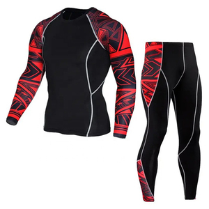 <b>Men's</b> Workout Sublimated <b>Compression</b> <b>Shirt</b> Pants Breathable 100% Polyester Long Sleeve Sports <b>Compression</b> Sets - Product Image 5