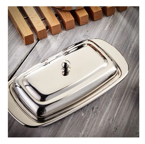 Caja de mantequilla clásica de acero inoxidable de buena calidad con tapa, decoración para la mesa de desayuno, a precios económicos. - Product Image 6