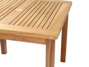Table à manger carrée portable en teck massif, polie, imperméable, écologique, design durable pour patio, café, restaurant - Product Image 2